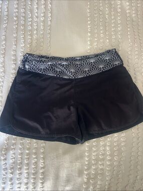 Senita Athletics Black Shorts with Patterned Waistband and shorts liner